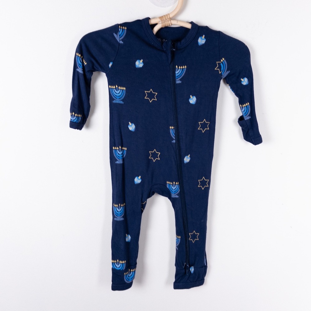 Kyte Baby Romper Kids 0-3M Navy Blue‎ Hanukkah Menorah Dreidel Zippy Sleeper